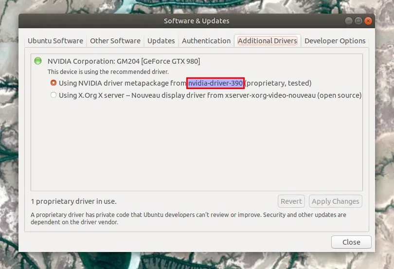 Guia de drivers adicionais nvidia proprietária Ubuntu