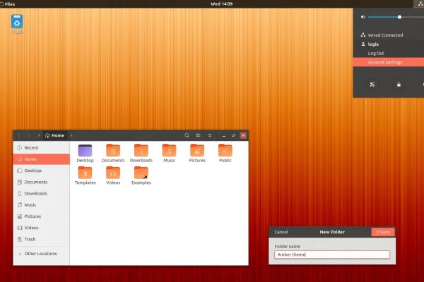 Âmbar é um tema Gtk / Gnome Shell inspirado no Ambiance