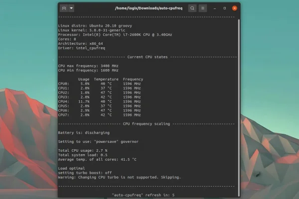 Otimizador de velocidade e consumo de energia da CPU auto-cpufreq para Linux agora pode ativar o Turbo Boost com base na temperatura