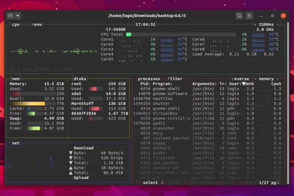 Bashtop é um excelente monitor de recursos do Linux escrito em Bash