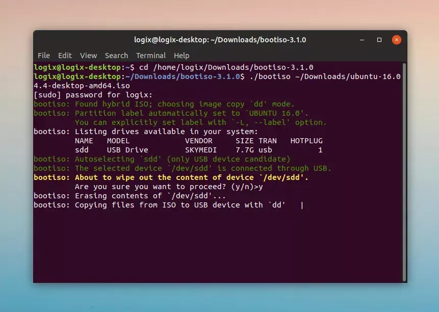 Bootiso ISO para unidade USB inicializável