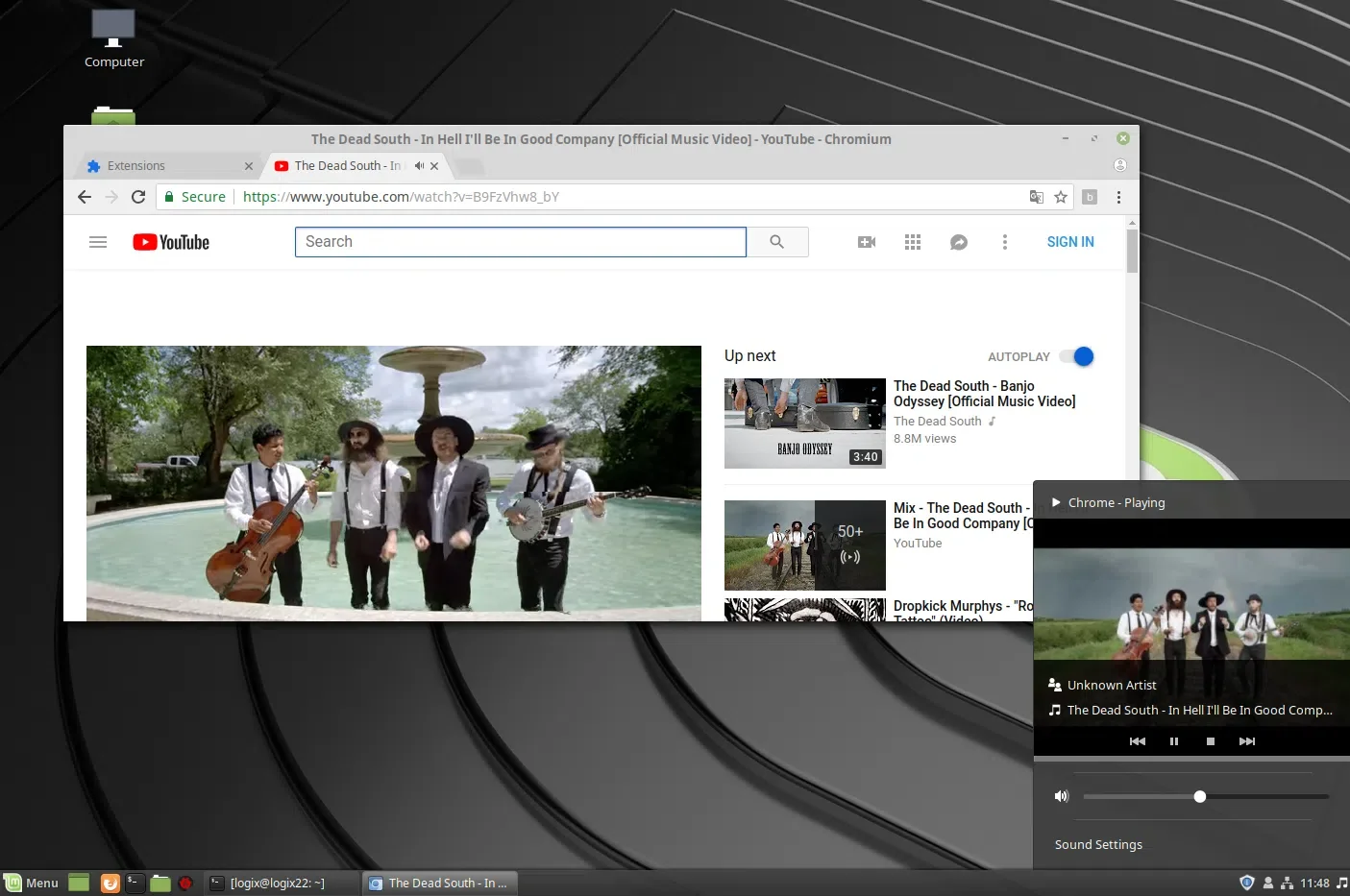 YouTube Controls Cinnamon Sound Applet