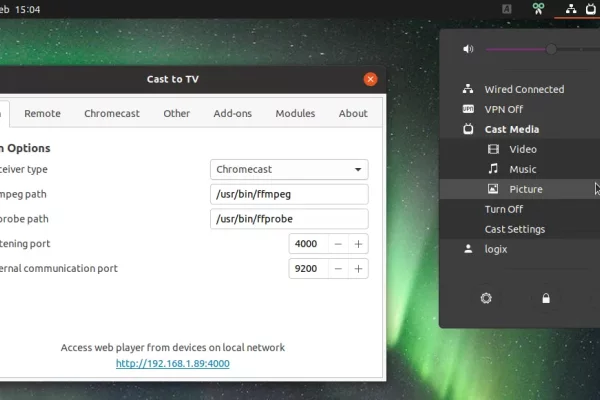 Extensão para Chromecast Cast to TV v12 para GNOME Shell adiciona apresentação de slides automática de imagens, transcodificação somente de áudio e mais