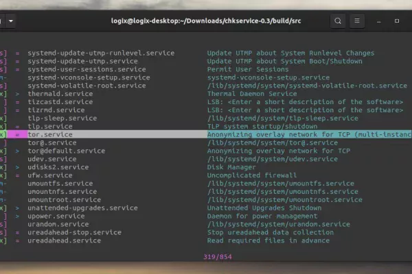 chkservice é um gerenciador de unidades systemd com interface de usuário de terminal (nova versão disponível)