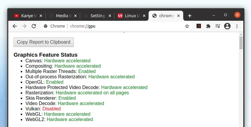 Chrome video decodificar hardware acelerado Linux
