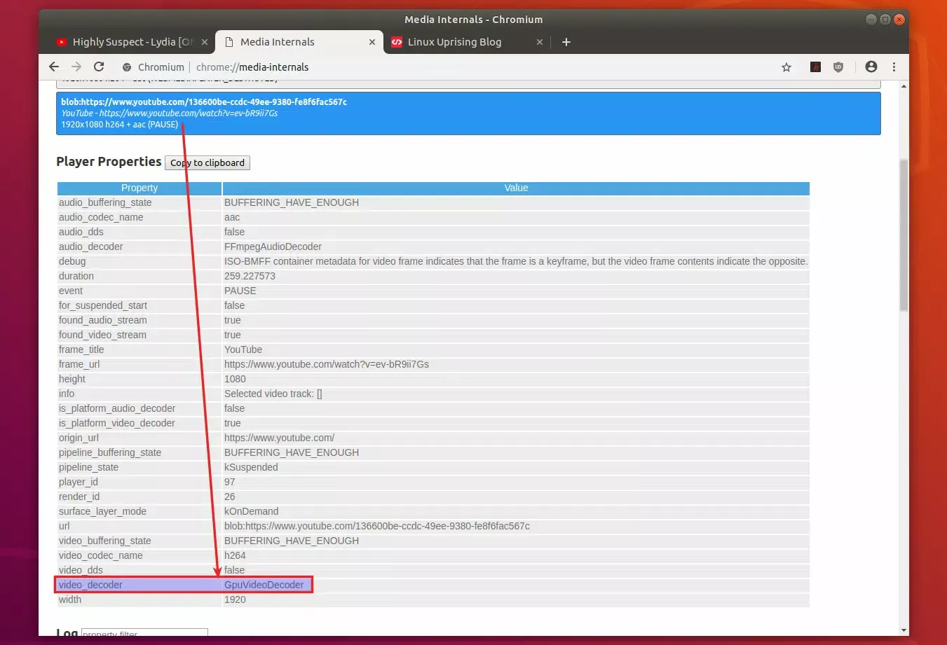 Chromium snap GPUVideoDecoder video_decoder media-internals