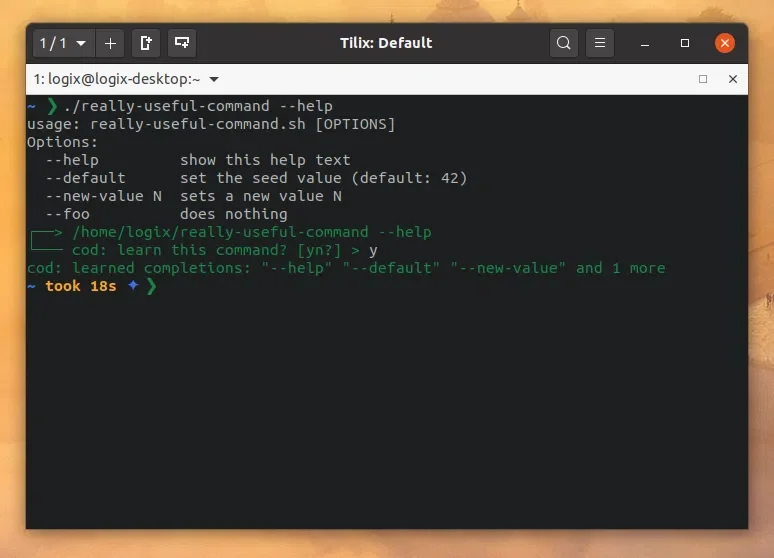Daemon de conclusão da linha de comando Cod