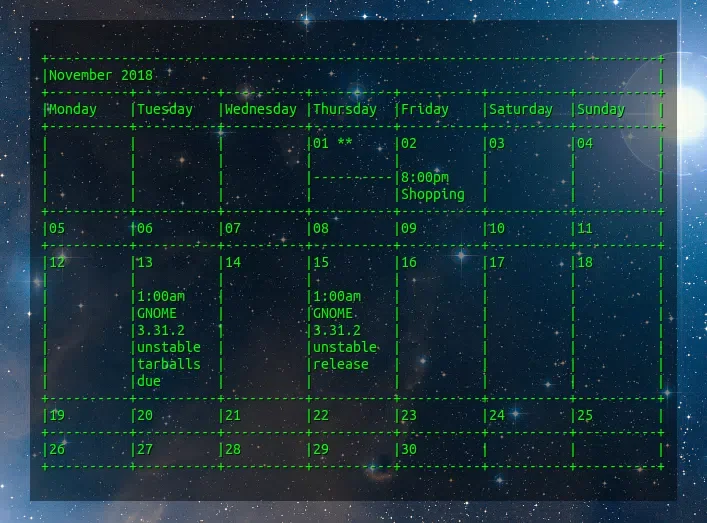 Conky Google Agenda verde