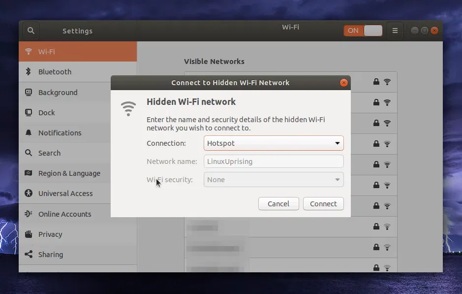 Rede Wi-Fi oculta do Ubuntu 18.04