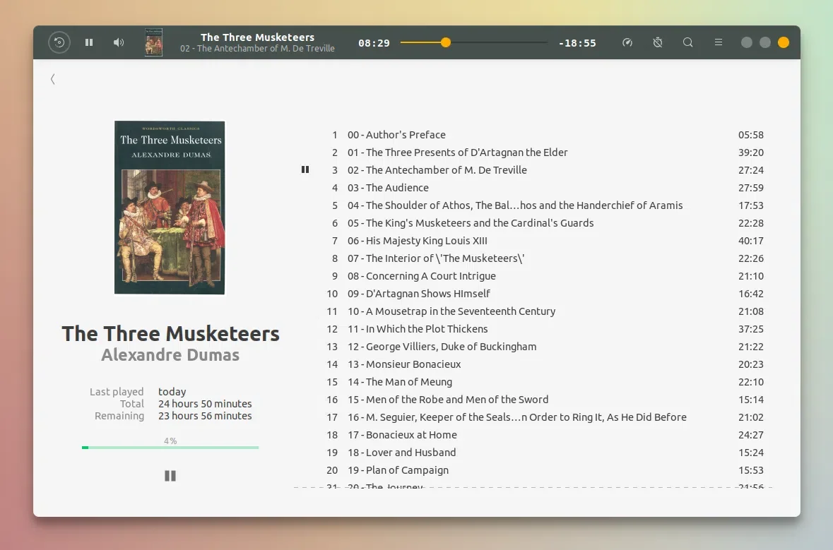 Leitor de audiolivro Cozy para desktops Linux