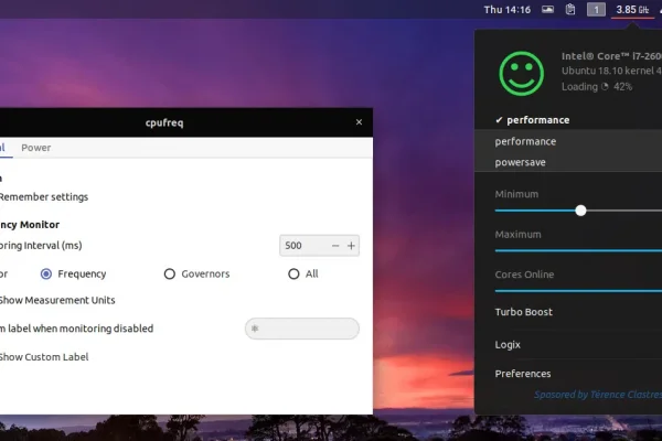 Defina facilmente o regulador da CPU (desempenho / economia de energia) e monitore a frequência da CPU no Gnome Shell com a extensão CPUFREQ