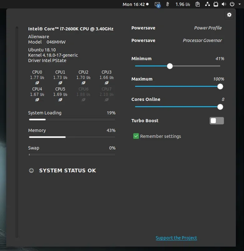 CPUFREQ Power Manager GTK
