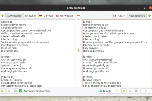Crow Translate: aplicativo de tradução de texto CLI / Desktop usando Google Translate, Yandex Translate e Bing Translator