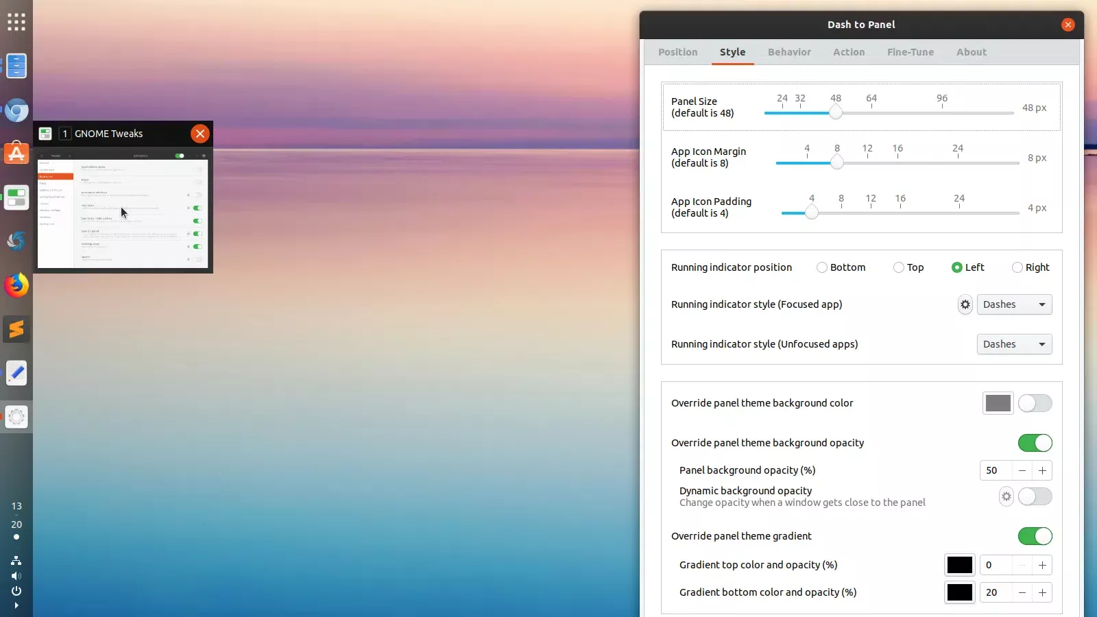 Dash to Panel vertical