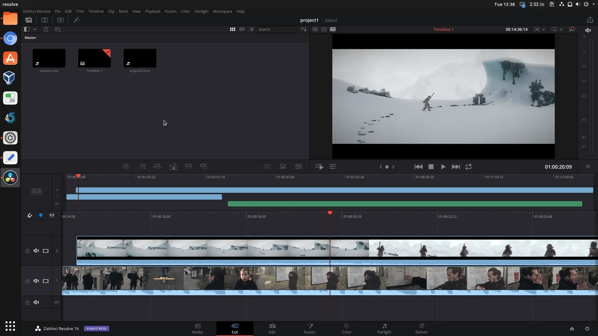 DaVinci Resolve 16 cut page Linux