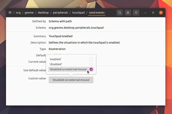 GNOME: Como desabilitar o touchpad quando um mouse está conectado e enquanto digita