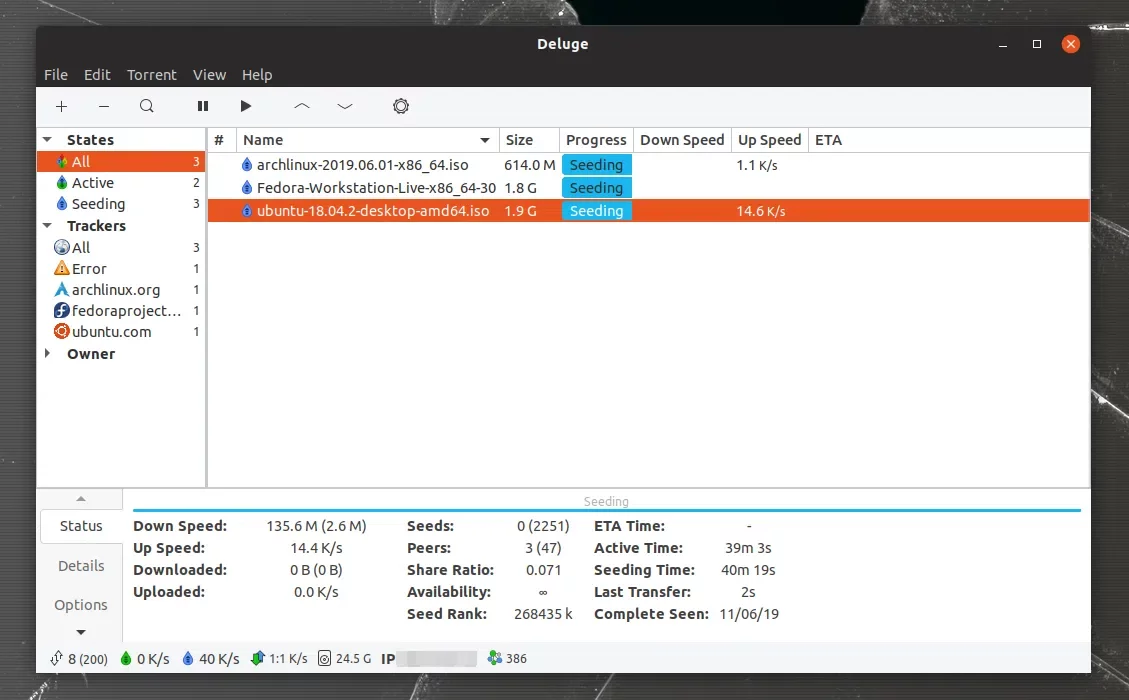 Deluge BitTorrent client 2.0 Linux