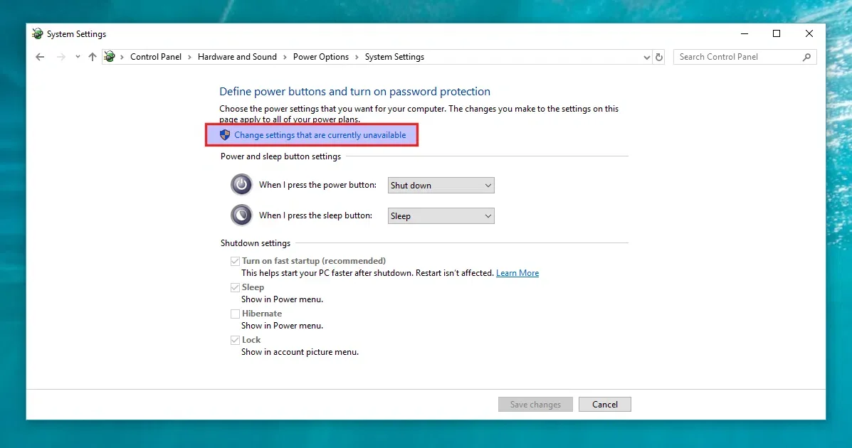 Inicialização rápida das opções de energia do Windows