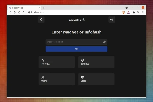 exatorrent é um novo cliente bittorrent auto-hospedado que apresenta uma interface web responsiva, torrents transmissíveis