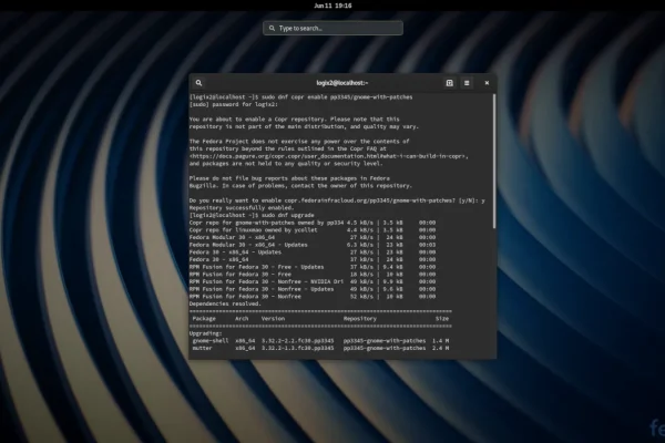 Acelere o Shell Gnome no Fedora 30 usando este repositório Copr