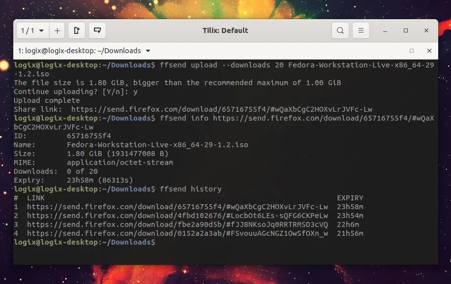 cliente de envio do Firefox da linha de comando ffsend