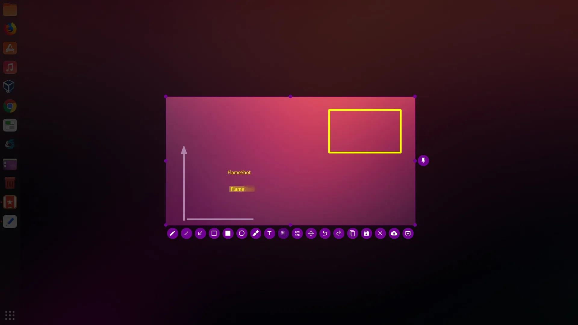 Ferramenta de captura de tela Flameshot fazendo a captura de tela