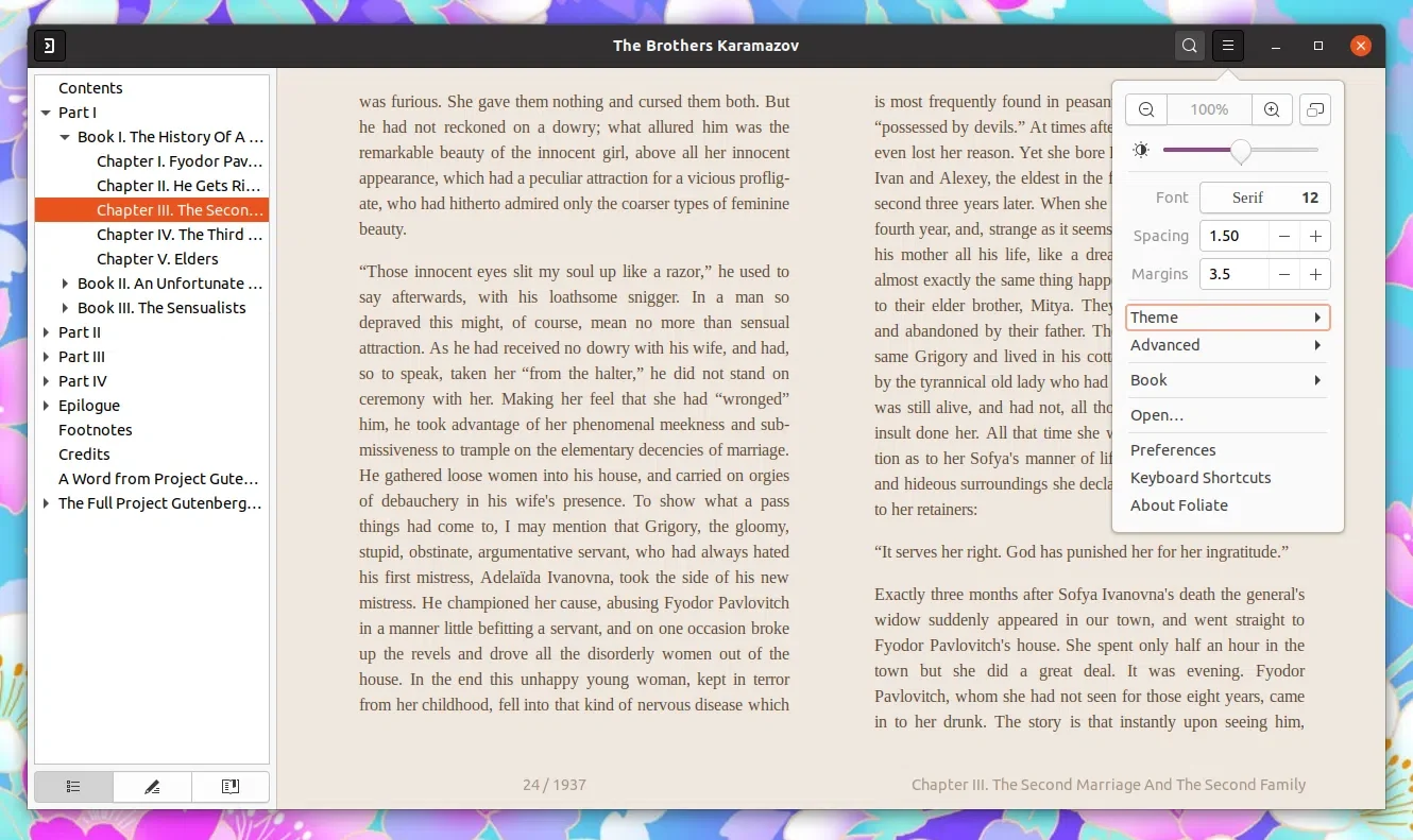 Leitor de e-book Foliate Linux 2.0