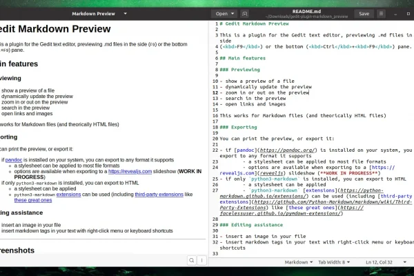 Como adicionar suporte a Markdown ao Gedit usando o plugin Markdown Preview