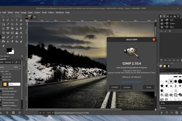 Editor de imagem GIMP 2.10.4 traz carregamento assíncrono de fontes, endireitamento de horizonte simples