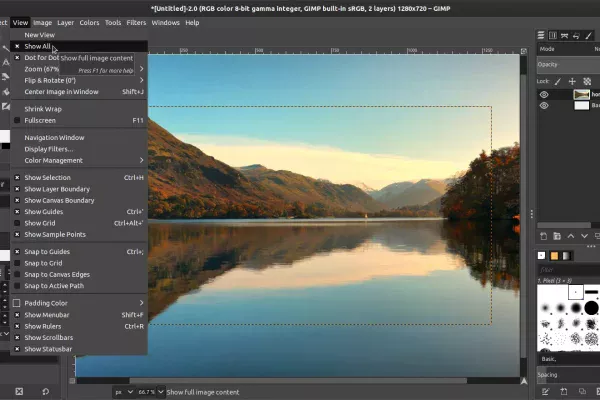 GIMP 2.10.14 lançado com novo modo de exibição Mostrar tudo, imagens carregadas agora com padrão de 72 PPI