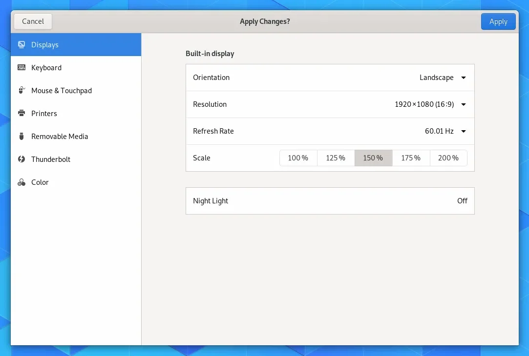 Escala fracionária do GNOME 3.32
