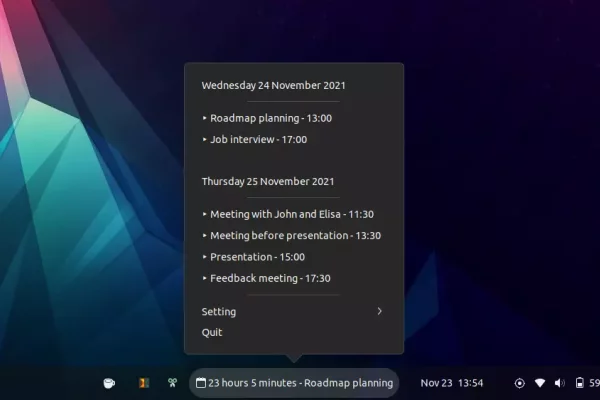 GNOME Next Meeting Applet mostra seus próximos eventos do calendário do Google no painel