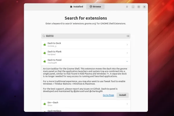 Extension Manager: pesquise e instale extensões do GNOME Shell sem usar um navegador web