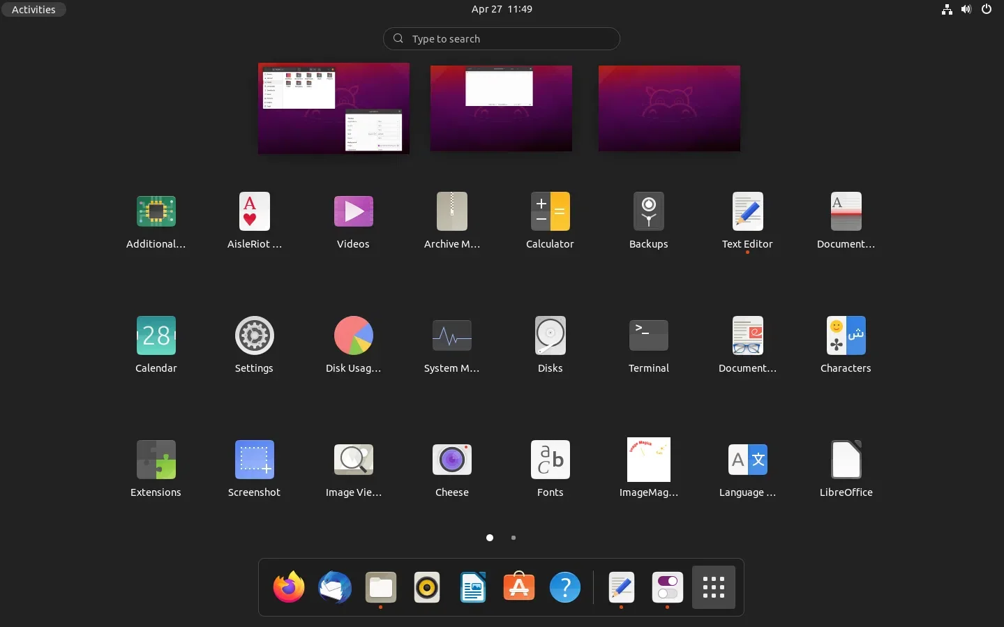 Gnome 40 ubuntu 21.04 hirsute hipopótamo