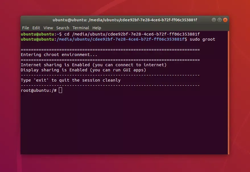 Utilitário chroot simplificado do Groot