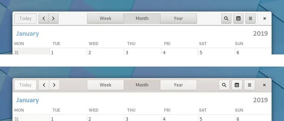 Atualização do design da barra de cabeçalho GNOME 3.32