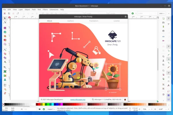 Editor de gráficos vetoriais Inkscape 1.1 lançado com novo diálogo de boas-vindas, paleta de comandos, mais