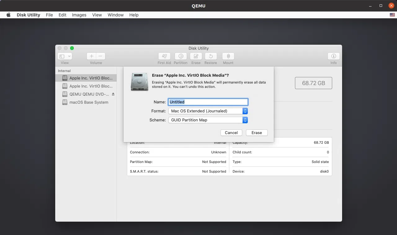 utilitário de disco rígido de formato macOS
