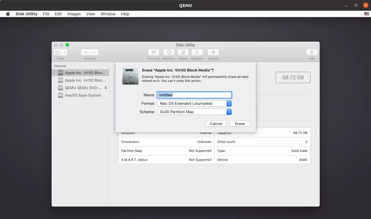 utilitário de disco rígido de formato macOS