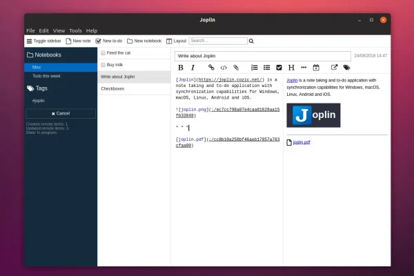 Joplin: aplicativo de anotações e tarefas de código aberto criptografado