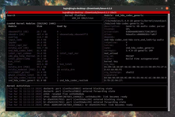 Facilmente carregue, descarregue e bloqueie módulos de kernel com kmon (TUI)