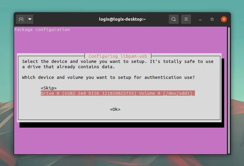 configuração libpam-usb