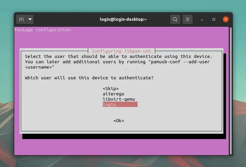 configuração libpam-usb