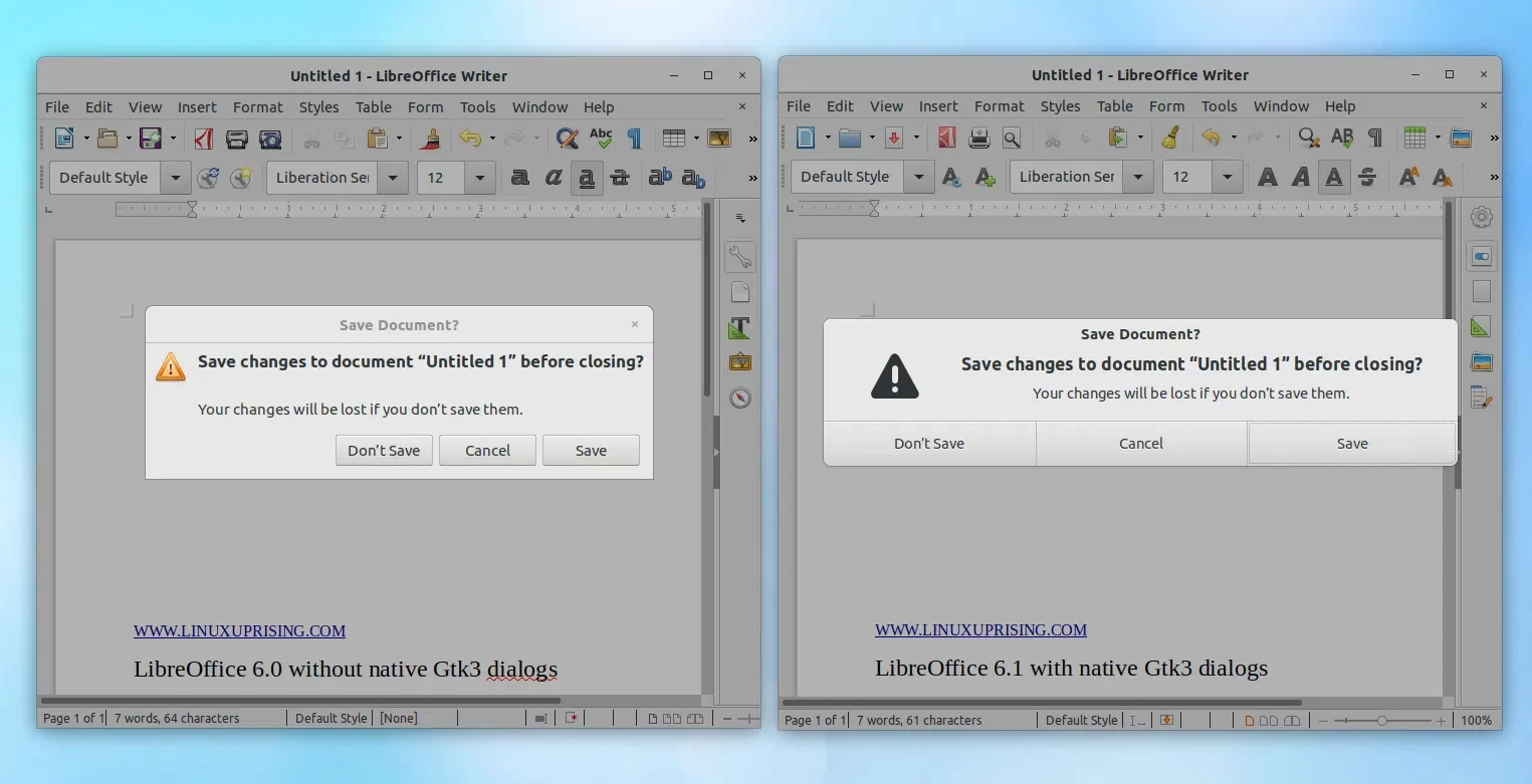 Diálogos Gtk3 nativos do LibreOffice