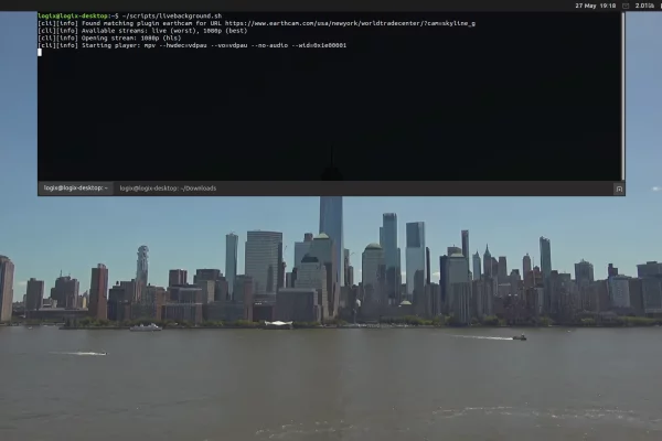 Papel de parede de transmissão de vídeo ao vivo para seu desktop GNOME, Xfce ou bspwm