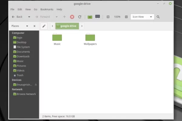 Montagem do Google Drive em desktops Xfce ou MATE (Ubuntu, Linux Mint)