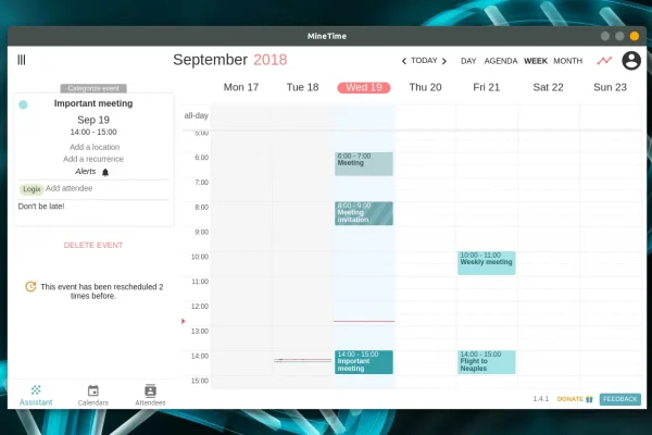 MineTime: Desktop Calendar App com Google Calendar, Outlook.com, Microsoft Exchange, iCloud e suporte para CalDAV