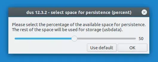 configurações de persistência usb