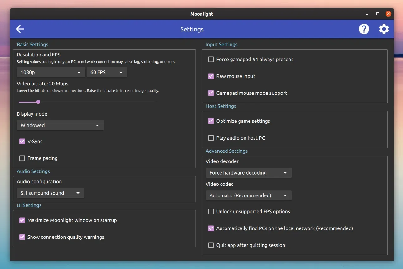 Moonlight PC Linux