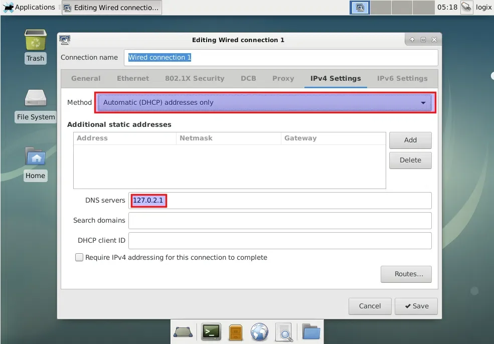 Alterar DNS Debian Xfce